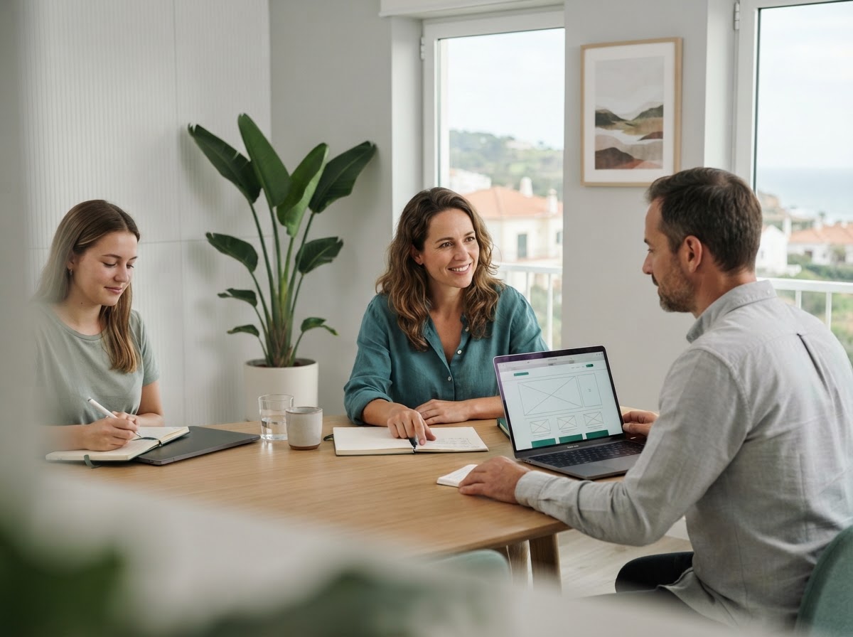 Portugal Yoga Retreats — equipa a analisar modelos de dados financeiros